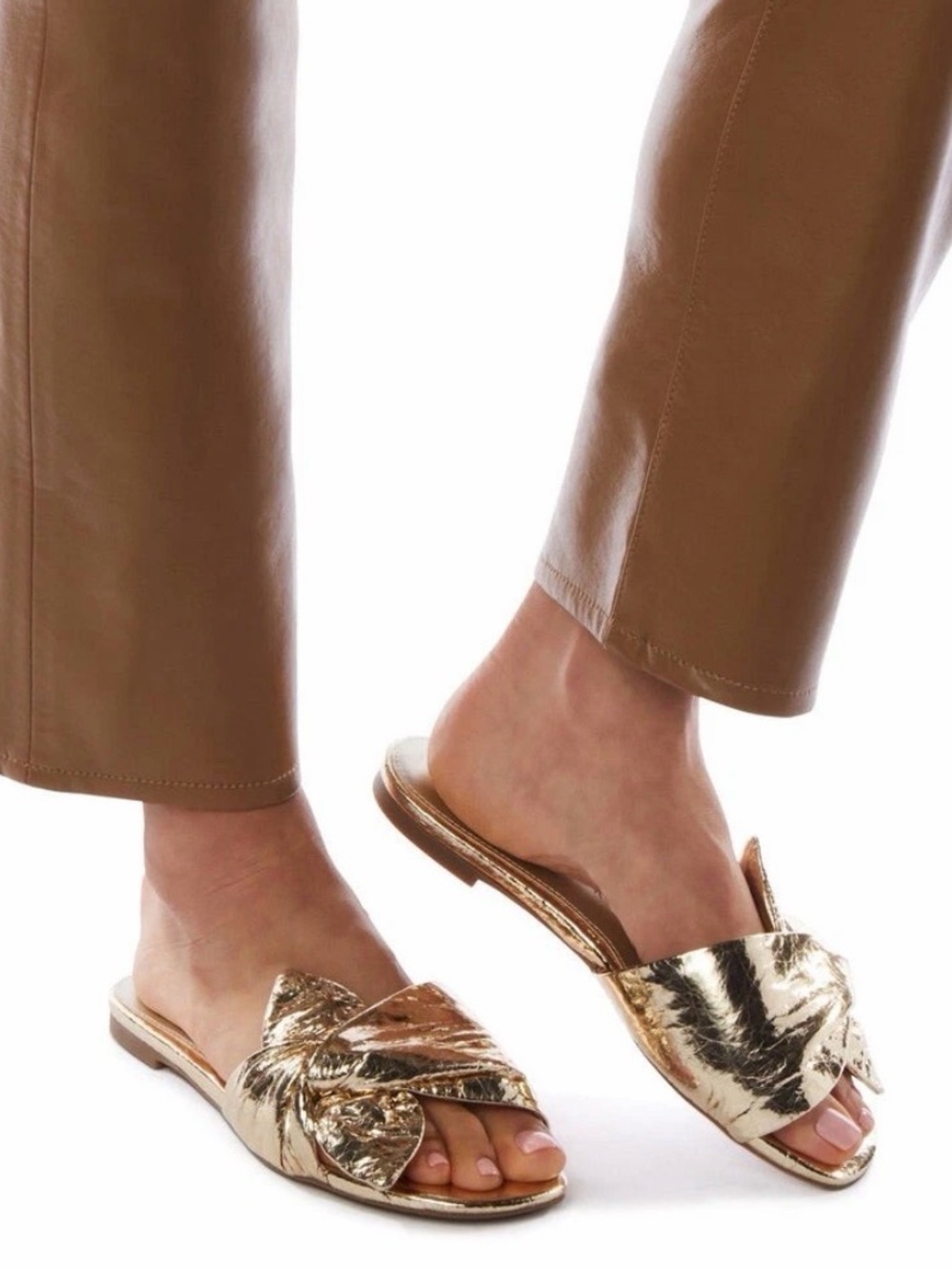 Katy Perry The Halie Bow Metallic Gold Sandals Women’s Size 9.5